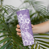 Polynesian Women's Day Skinny Tumbler Purple Hibiscus Flowers With Polynesian Pattern LT05 - Polynesian Pride