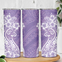 Polynesian Women's Day Skinny Tumbler Purple Hibiscus Flowers With Polynesian Pattern LT05 - Polynesian Pride