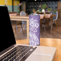 Polynesian Women's Day Skinny Tumbler Purple Hibiscus Flowers With Polynesian Pattern LT05 - Polynesian Pride
