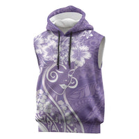 Polynesian Women's Day Sleeveless Hoodie Purple Hibiscus Flowers With Polynesian Pattern LT05 Purple - Polynesian Pride