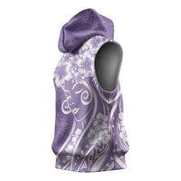 Polynesian Women's Day Sleeveless Hoodie Purple Hibiscus Flowers With Polynesian Pattern LT05 - Polynesian Pride