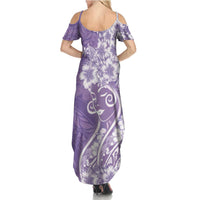 Polynesian Women's Day Summer Maxi Dress Purple Hibiscus Flowers With Polynesian Pattern LT05 - Polynesian Pride