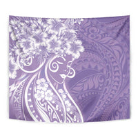 Polynesian Women's Day Tapestry Purple Hibiscus Flowers With Polynesian Pattern LT05 - Polynesian Pride
