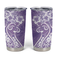 Polynesian Women's Day Tumbler Cup Purple Hibiscus Flowers With Polynesian Pattern LT05 Purple - Polynesian Pride