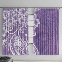 Polynesian Women's Day Window Curtain Purple Hibiscus Flowers With Polynesian Pattern LT05 With Hooks Purple - Polynesian Pride