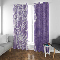 Polynesian Women's Day Window Curtain Purple Hibiscus Flowers With Polynesian Pattern LT05 With Grommets Purple - Polynesian Pride