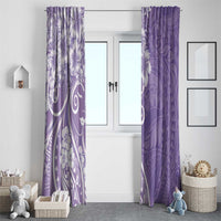 Polynesian Women's Day Window Curtain Purple Hibiscus Flowers With Polynesian Pattern LT05 - Polynesian Pride
