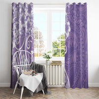 Polynesian Women's Day Window Curtain Purple Hibiscus Flowers With Polynesian Pattern LT05 - Polynesian Pride