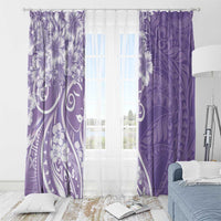 Polynesian Women's Day Window Curtain Purple Hibiscus Flowers With Polynesian Pattern LT05 - Polynesian Pride