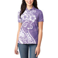 Polynesian Women's Day Women Polo Shirt Purple Hibiscus Flowers With Polynesian Pattern LT05 - Polynesian Pride
