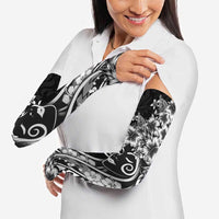 Polynesian Women's Day Arm Sleeves Black Hibiscus Flowers With Polynesian Pattern LT05 - Polynesian Pride