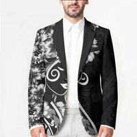 Polynesian Women's Day Blazer Black Hibiscus Flowers With Polynesian Pattern LT05 - Polynesian Pride