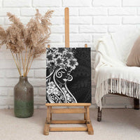 Polynesian Women's Day Canvas Wall Art Black Hibiscus Flowers With Polynesian Pattern LT05 - Polynesian Pride