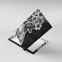 Polynesian Women's Day Canvas Wall Art Black Hibiscus Flowers With Polynesian Pattern LT05 With Frame Black - Polynesian Pride