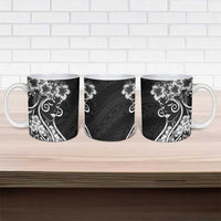 Polynesian Women's Day Ceramic Mug Black Hibiscus Flowers With Polynesian Pattern LT05 - Polynesian Pride