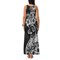 Polynesian Women's Day Family Matching Tank Maxi Dress and Hawaiian Shirt Black Hibiscus Flowers With Polynesian Pattern