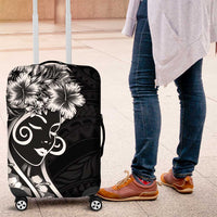 Polynesian Women's Day Luggage Cover Black Hibiscus Flowers With Polynesian Pattern LT05 Black - Polynesian Pride