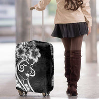 Polynesian Women's Day Luggage Cover Black Hibiscus Flowers With Polynesian Pattern LT05 - Polynesian Pride