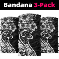 Polynesian Women's Day Neck Gaiter Black Hibiscus Flowers With Polynesian Pattern LT05 package One Size: 25*50cm Black - Polynesian Pride