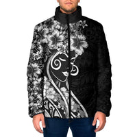 Polynesian Women's Day Padded Jacket Black Hibiscus Flowers With Polynesian Pattern LT05 Men Black - Polynesian Pride