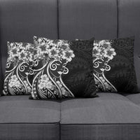 Polynesian Women's Day Pillow Cover Black Hibiscus Flowers With Polynesian Pattern LT05 - Polynesian Pride
