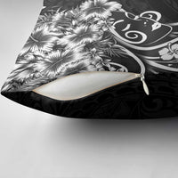 Polynesian Women's Day Pillow Cover Black Hibiscus Flowers With Polynesian Pattern LT05 - Polynesian Pride