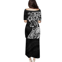 Polynesian Women's Day Puletasi Black Hibiscus Flowers With Polynesian Pattern LT05 - Polynesian Pride