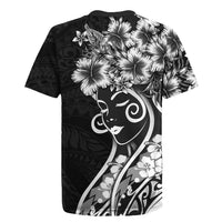 Polynesian Women's Day Rugby Jersey Black Hibiscus Flowers With Polynesian Pattern LT05 - Polynesian Pride