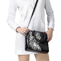 Polynesian Women's Day Shoulder Handbag Black Hibiscus Flowers With Polynesian Pattern LT05 - Polynesian Pride
