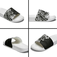 Polynesian Women's Day Slide Sandals Black Hibiscus Flowers With Polynesian Pattern LT05 - Polynesian Pride