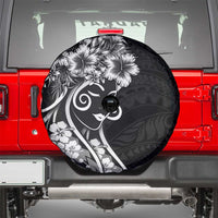 Polynesian Women's Day Spare Tire Cover Black Hibiscus Flowers With Polynesian Pattern LT05 - Polynesian Pride