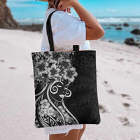 Polynesian Women's Day Tote Bag Black Hibiscus Flowers With Polynesian Pattern LT05 - Polynesian Pride