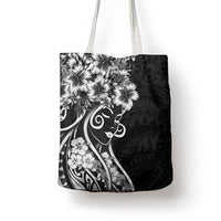 Polynesian Women's Day Tote Bag Black Hibiscus Flowers With Polynesian Pattern LT05 - Polynesian Pride