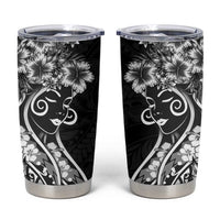Polynesian Women's Day Tumbler Cup Black Hibiscus Flowers With Polynesian Pattern LT05 Black - Polynesian Pride