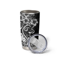 Polynesian Women's Day Tumbler Cup Black Hibiscus Flowers With Polynesian Pattern LT05 - Polynesian Pride