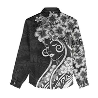 Polynesian Women's Day Women Casual Shirt Black Hibiscus Flowers With Polynesian Pattern LT05 - Polynesian Pride