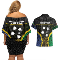 Personalised South Sea Islanders And Gilbert Islands Couples Matching Off Shoulder Short Dress and Hawaiian Shirt Kanakas Polynesian Pattern LT05 - Polynesian Pride
