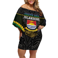 Personalised South Sea Islanders And Gilbert Islands Off Shoulder Short Dress Kanakas Polynesian Pattern LT05 Women Black - Polynesian Pride