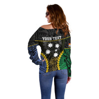Personalised South Sea Islanders And Gilbert Islands Off Shoulder Sweater Kanakas Polynesian Pattern LT05 - Polynesian Pride