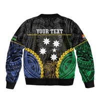 Personalised South Sea Islanders And Gilbert Islands Sleeve Zip Bomber Jacket Kanakas Polynesian Pattern LT05 - Polynesian Pride