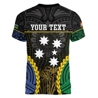 Personalised South Sea Islanders And Gilbert Islands Women V-Neck T-Shirt Kanakas Polynesian Pattern