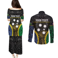 Personalised South Sea Islanders And New Ireland Couples Matching Puletasi and Long Sleeve Button Shirt Kanakas Polynesian Pattern LT05 - Polynesian Pride