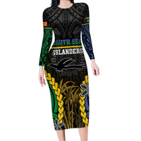 Personalised South Sea Islanders And New Ireland Family Matching Long Sleeve Bodycon Dress and Hawaiian Shirt Kanakas Polynesian Pattern