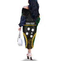 Personalised South Sea Islanders And New Ireland Family Matching Off The Shoulder Long Sleeve Dress and Hawaiian Shirt Kanakas Polynesian Pattern