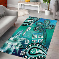 Fiji Born Indian Area Rug Palm Paisley With Tapa Pattern