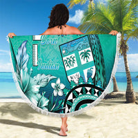 Fiji Born Indian Beach Blanket Palm Paisley With Tapa Pattern