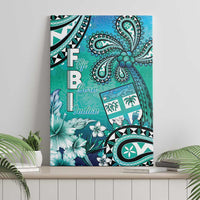 Fiji Born Indian Canvas Wall Art Palm Paisley With Tapa Pattern