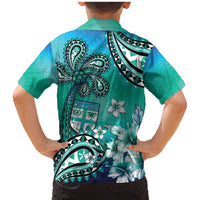 Fiji Born Indian Family Matching Mermaid Dress and Hawaiian Shirt Palm Paisley With Tapa Pattern