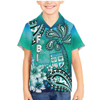 Fiji Born Indian Family Matching Mermaid Dress and Hawaiian Shirt Palm Paisley With Tapa Pattern