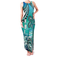 Fiji Born Indian Family Matching Tank Maxi Dress and Hawaiian Shirt Palm Paisley With Tapa Pattern